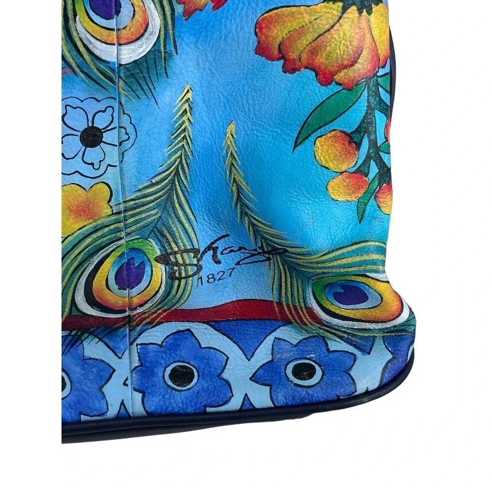 Sharif Hand‎ Painted Genuine Leather Art Deco Handbag & Matching Makeup Pouch